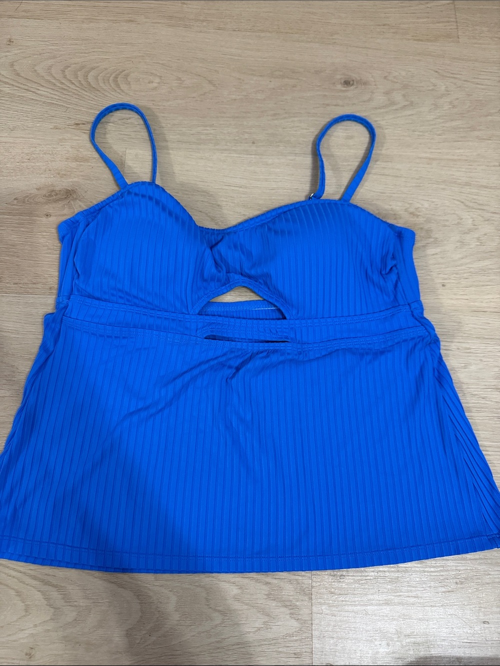 Time and Tru Royal Blue Ribbed Tankini Swim Top